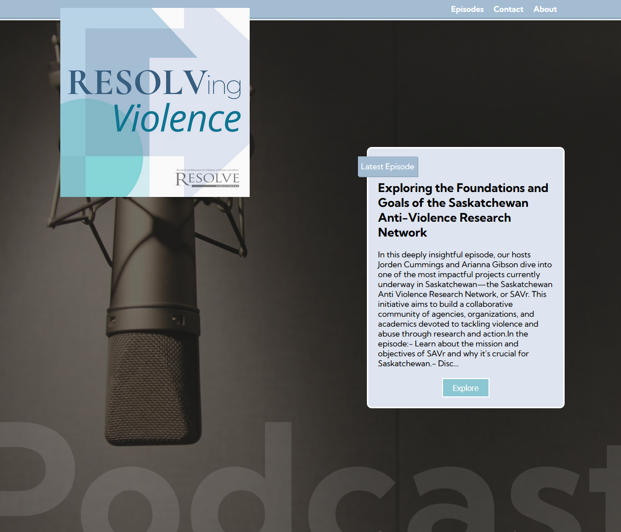 Screenshot of RESOLVingViolencePodcast.com